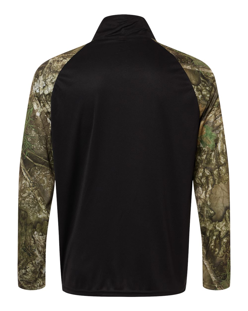 Front View of Camo/ Black Unisex Realtree® Performance Colorblocked Quarter-Zip Pullover - RT5703 plain