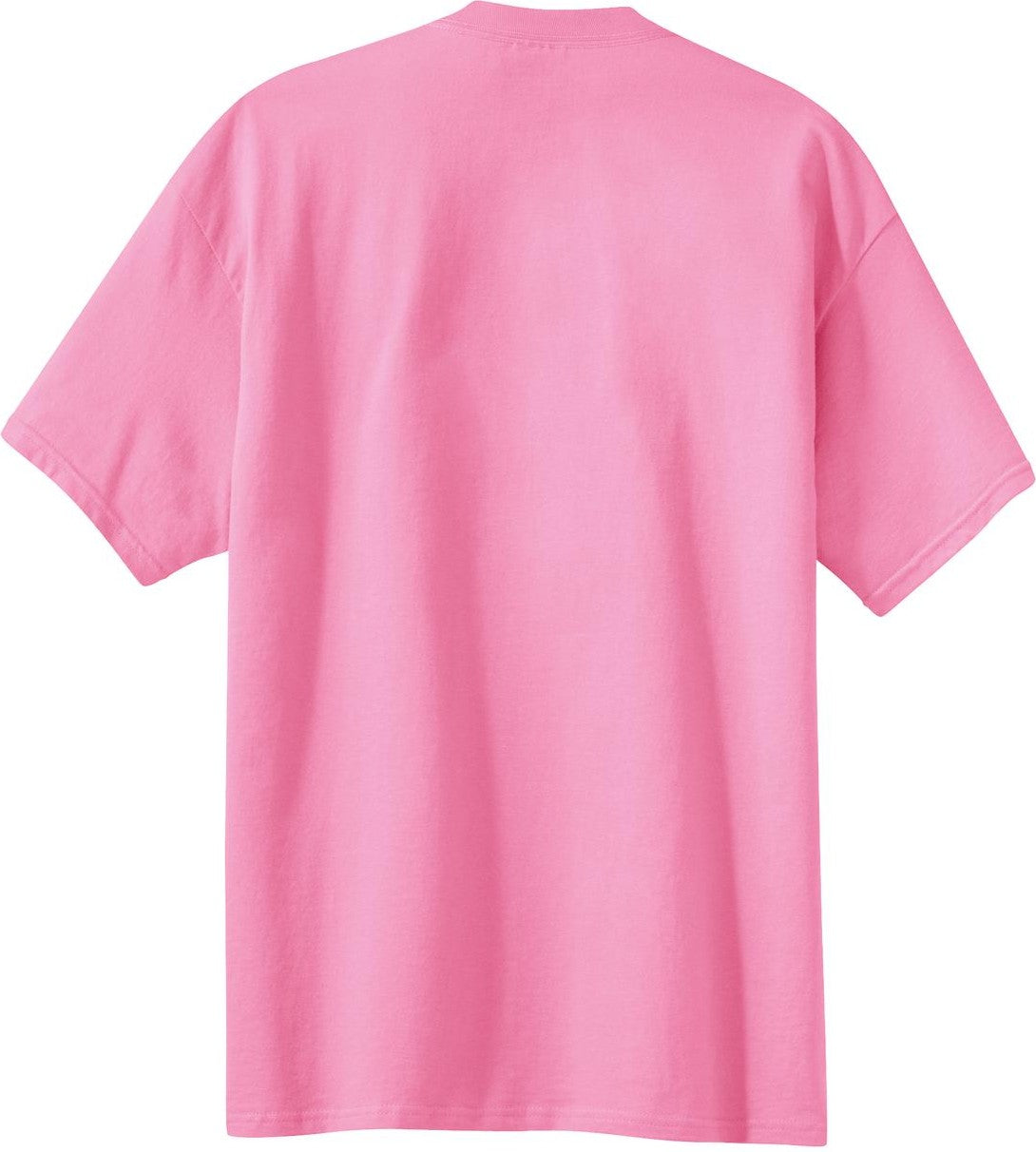 Front View of Candy Pink Port & Co Essential Tee. PC61
