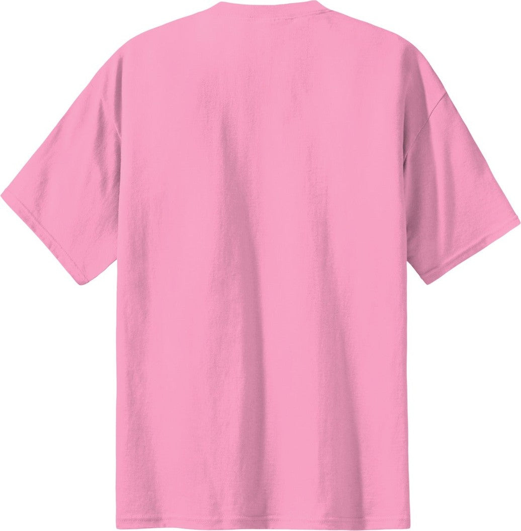 Rear View of Candy Pink Port & Co Essential Tee. PC61