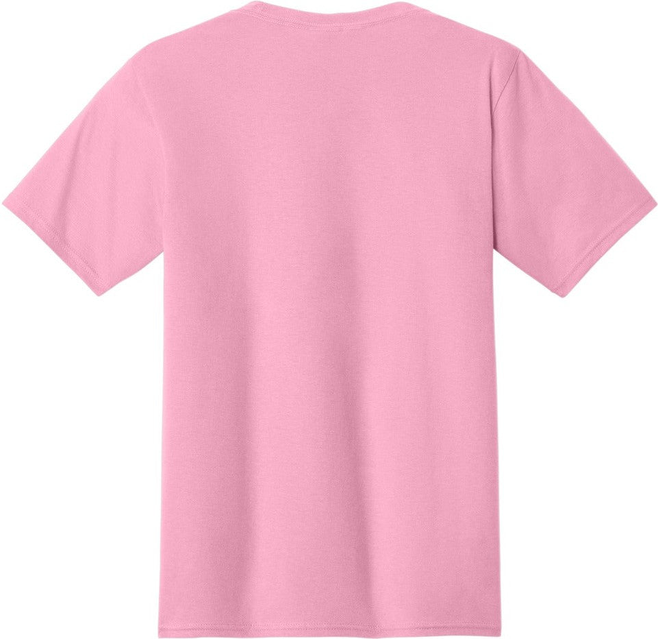 Front View of Candy Pink Port & Co Fan Favorite Tee. PC450