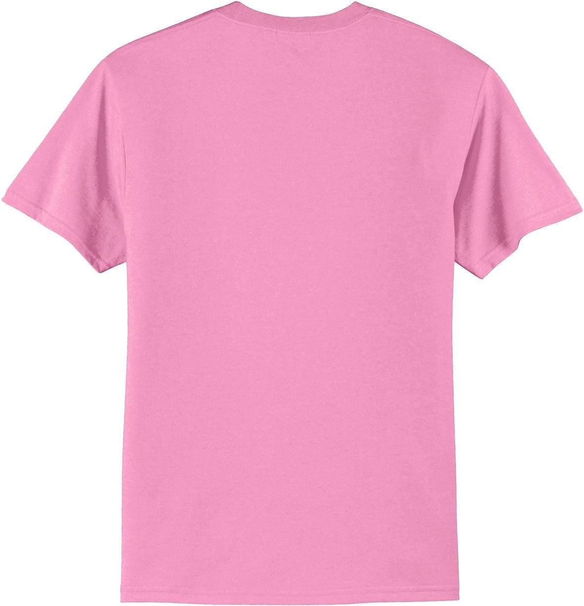 Front View of Candy Pink Port & Co Tall Core Blend Tee. PC55T
