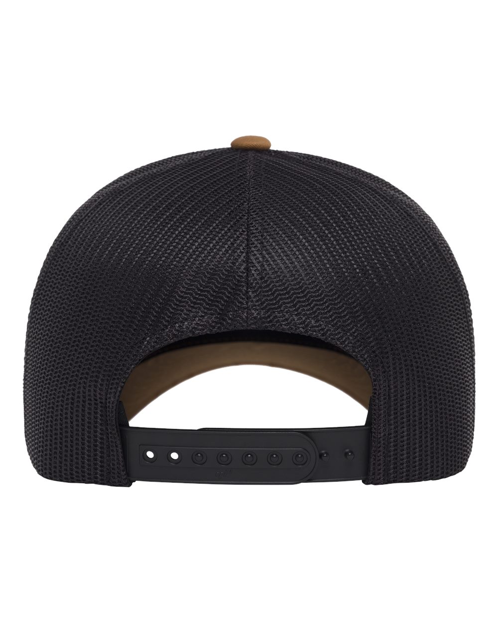 Rear View of Caramel/ Black Retro Trucker Rope Cap - 6606BD plain