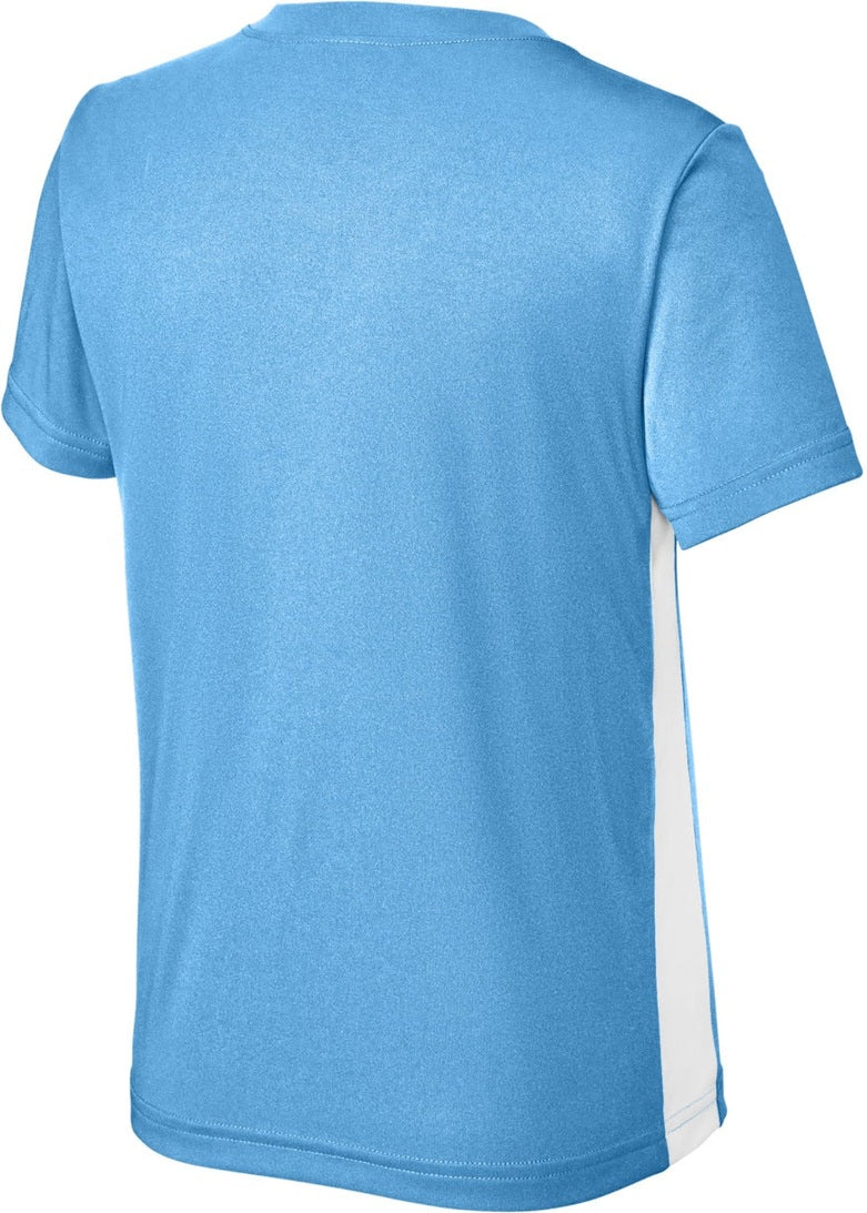 Front View of CarBl/Wht Sport-Tek Youth Competitor United V-Neck YST101