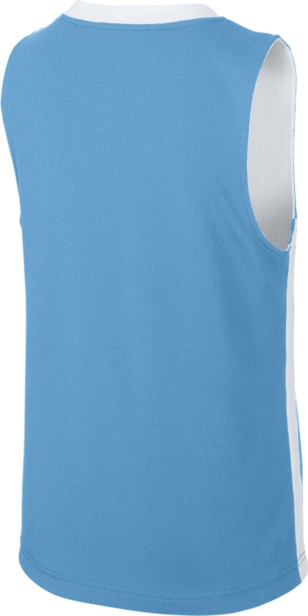 Front View of CarBl/Wht Sport-Tek Youth Rival Basketball Rev Jersey YST900