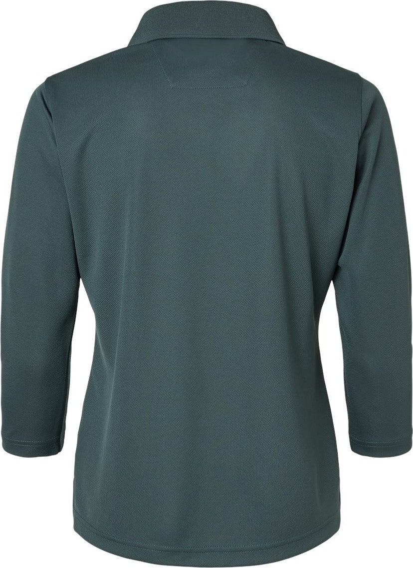 Front View of Carbon Women's Lady Palm Three-Quarter Sleeve Polo - 120