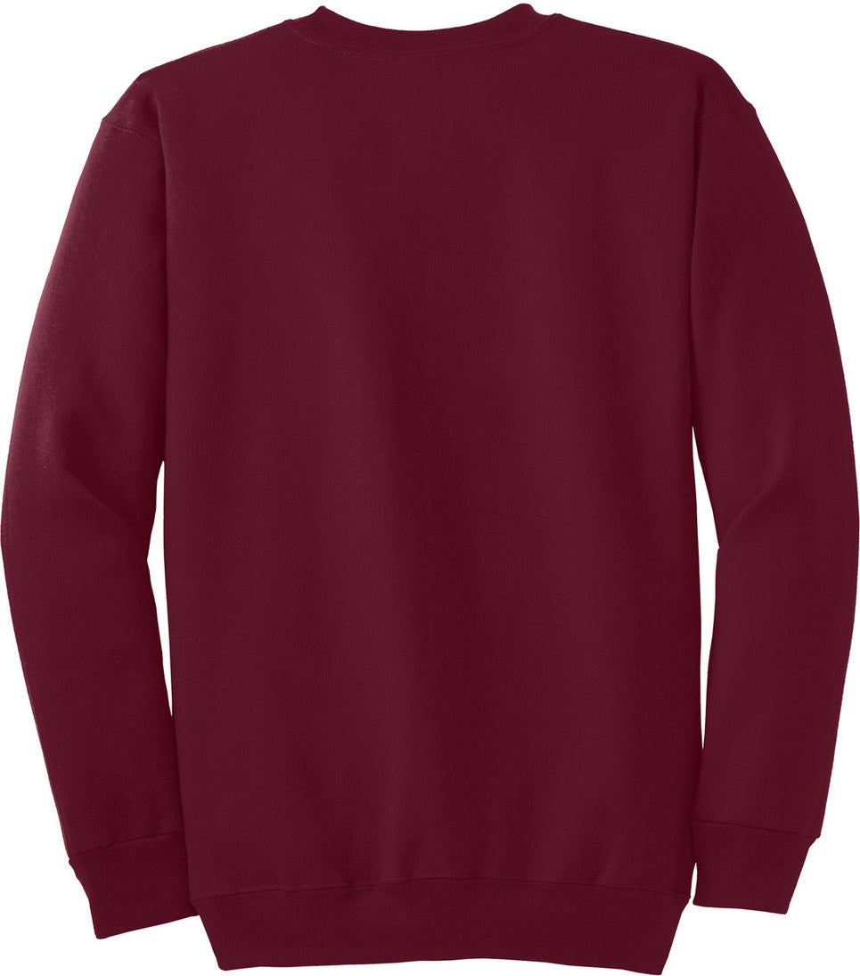 Front View of Cardinal Port & Co Essential Fleece Crewneck Sweatshirt. PC90