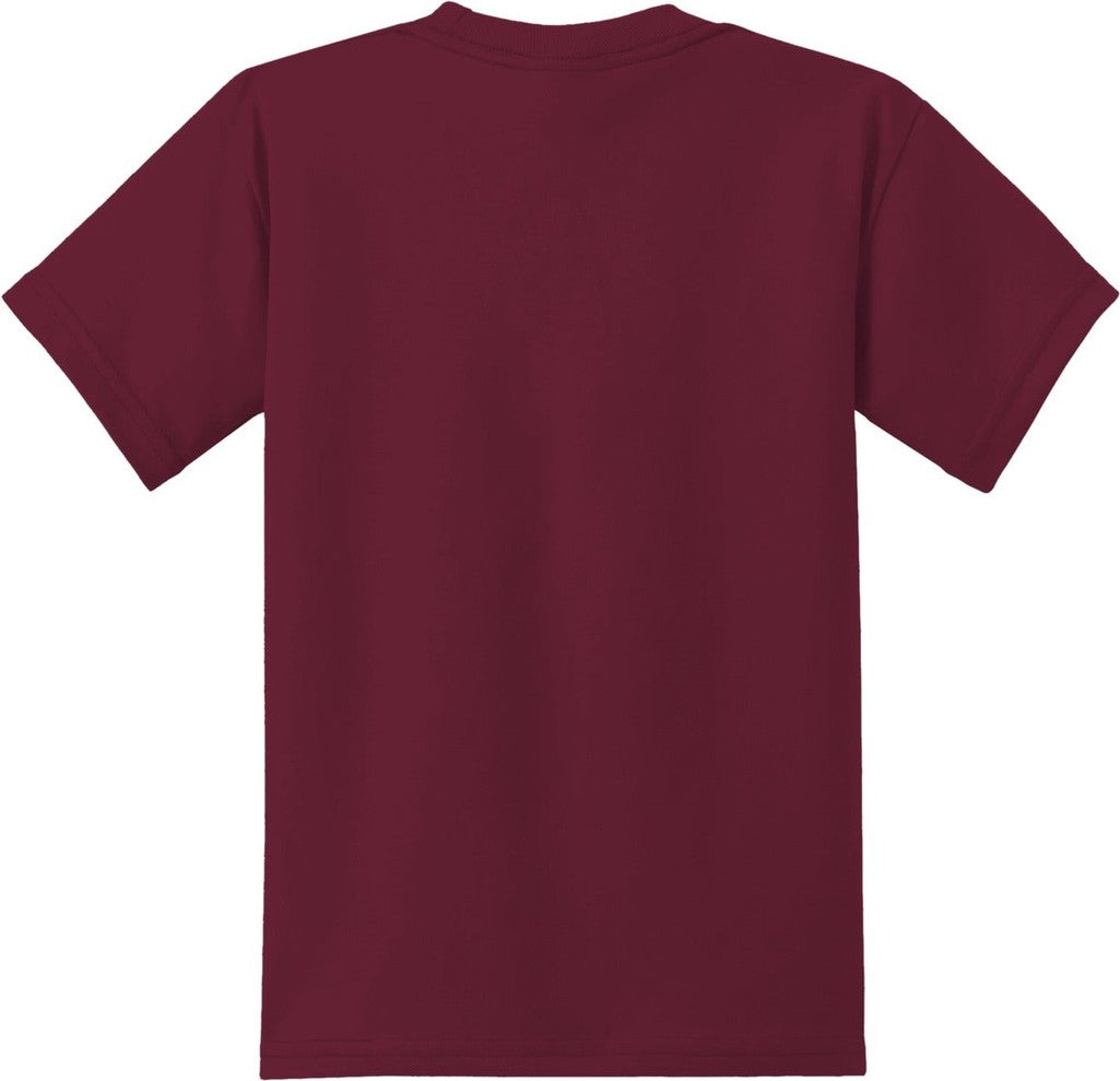 Front View of Cardinal Port & Co Youth Core Blend Tee. PC55Y