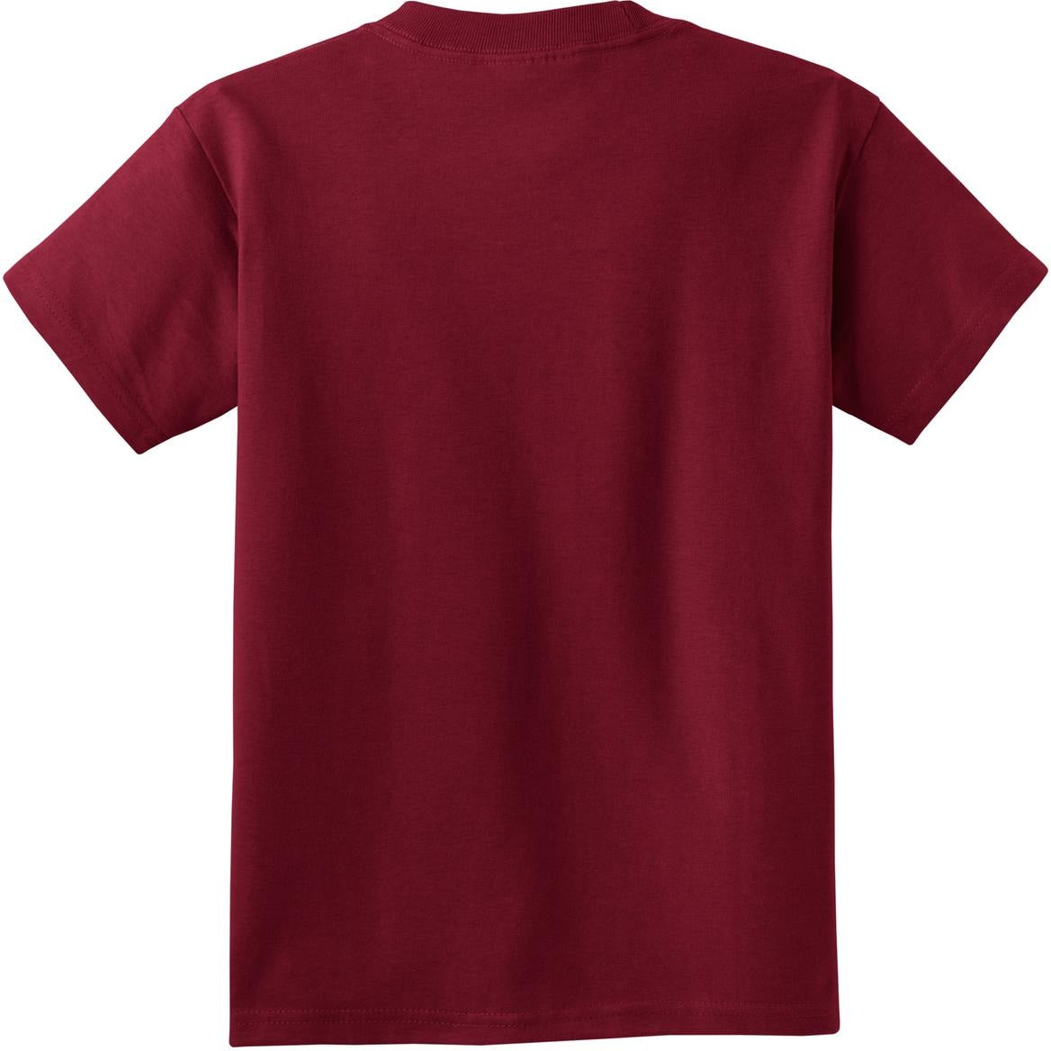 Front View of Cardinal Port & Co Youth Core Cotton Tee. PC54Y