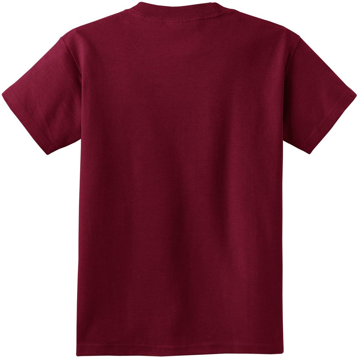 Front View of Cardinal Port & Co Youth Essential Tee. PC61Y