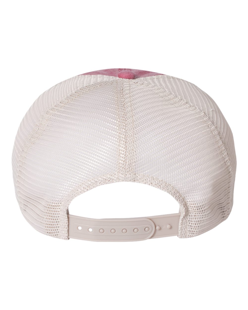 Rear View of Cardinal/ Stone Pigment-Dyed Trucker Cap - SP510