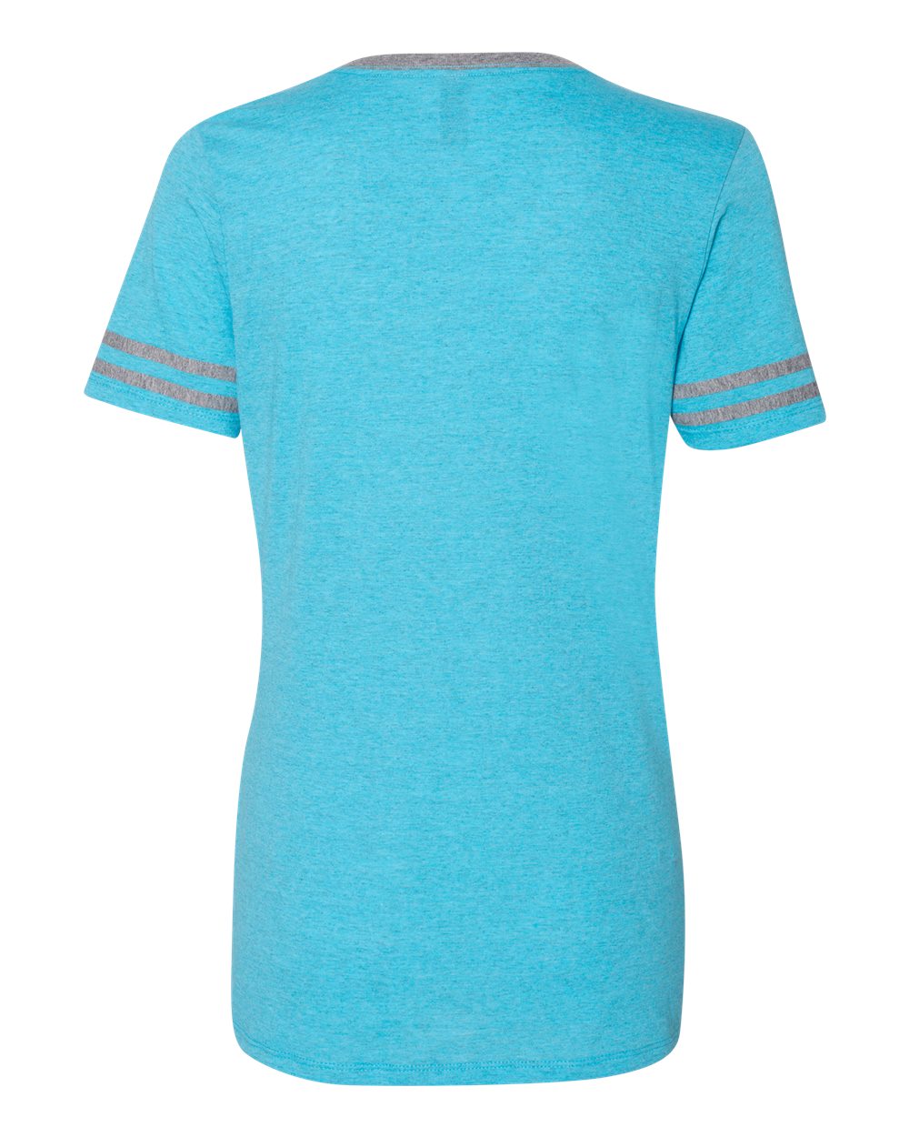 Front View of Caribbean Blue/ Oxford Women's Varsity Triblend V-Neck T-Shirt - 602WVR