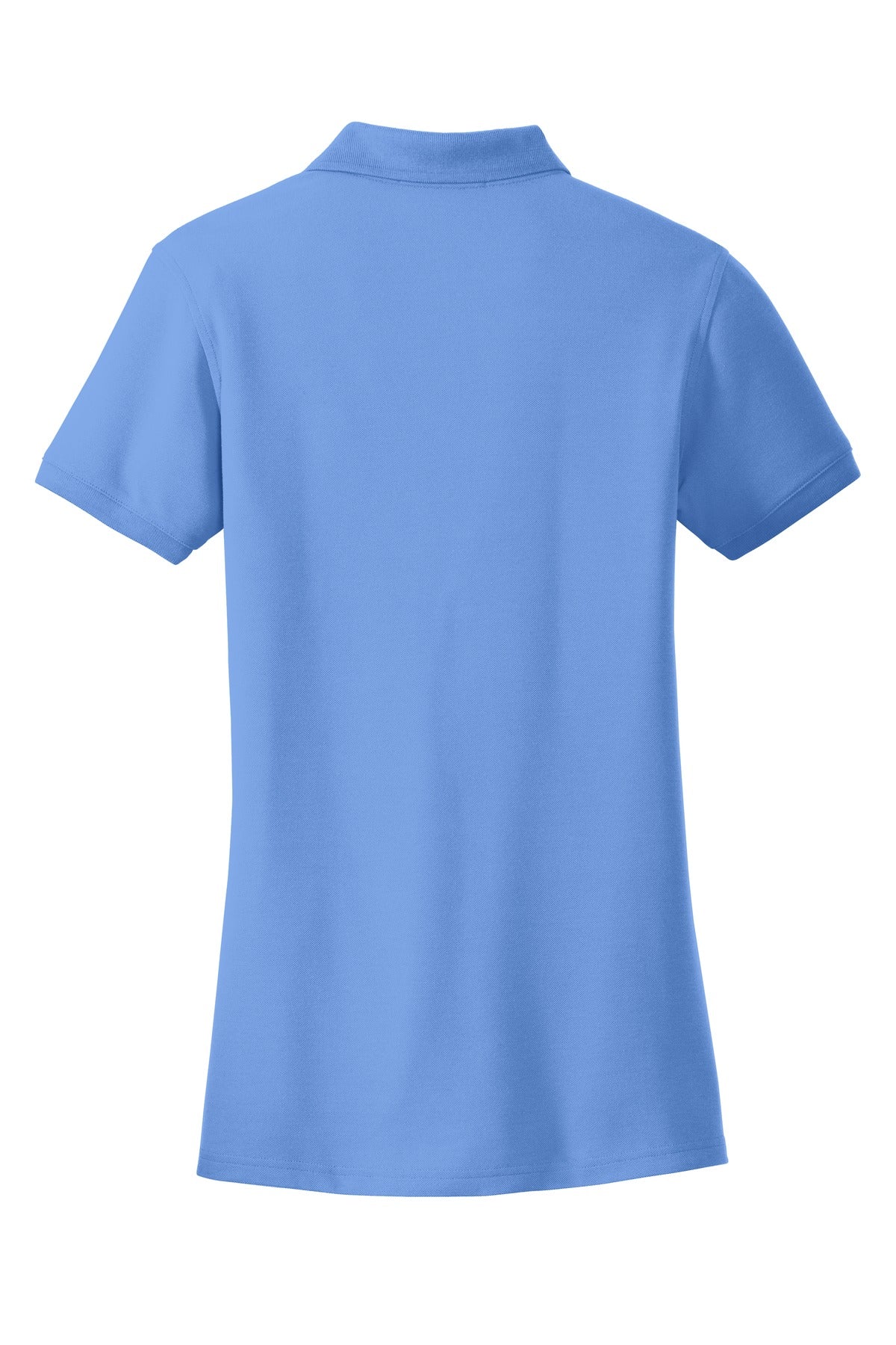 Rear View of Carolina Blue Port Authority Women's Core Classic Pique Polo. L100