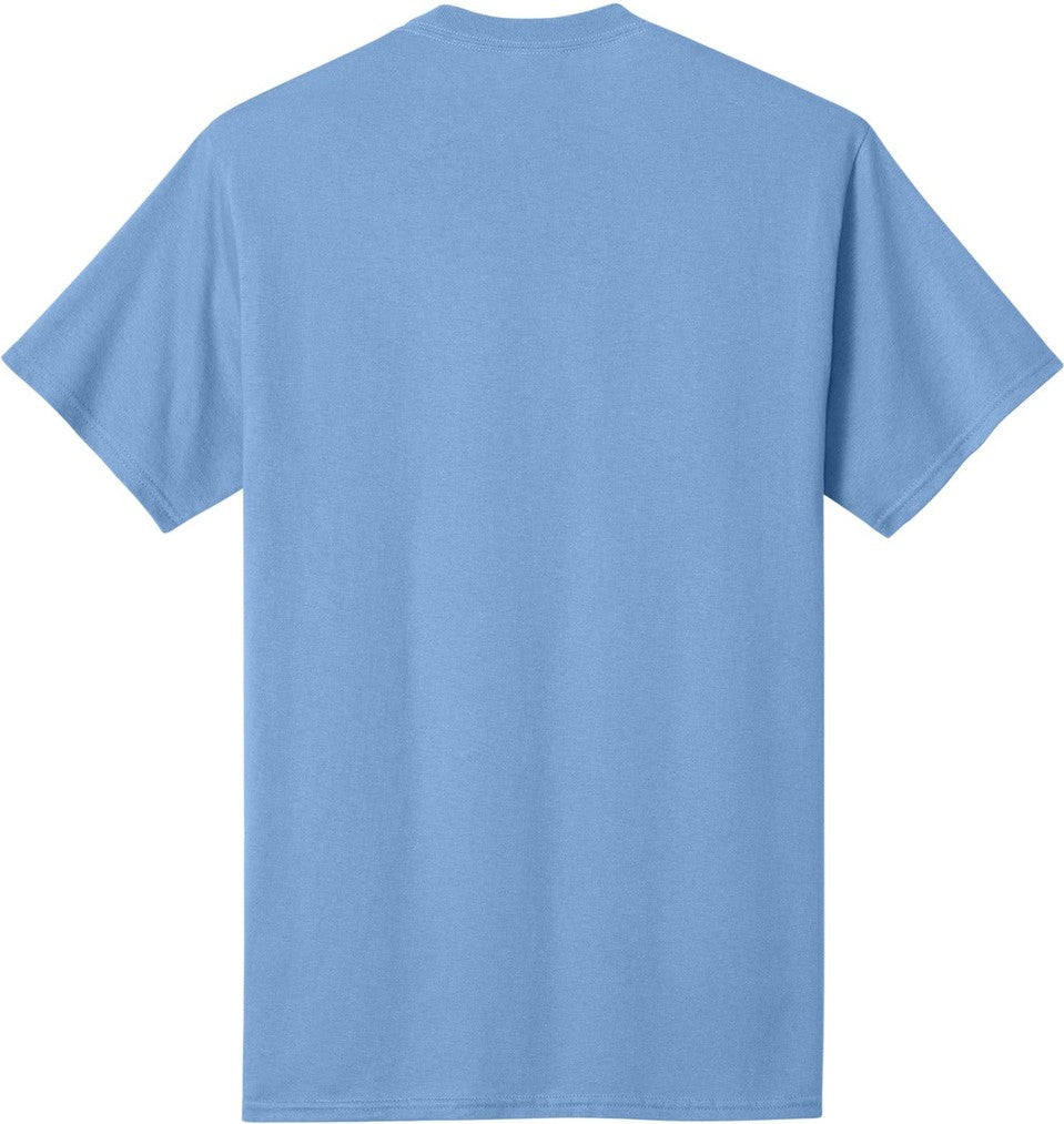 Rear View of Carolina Blue Port & Co Core Cotton Tee. PC54