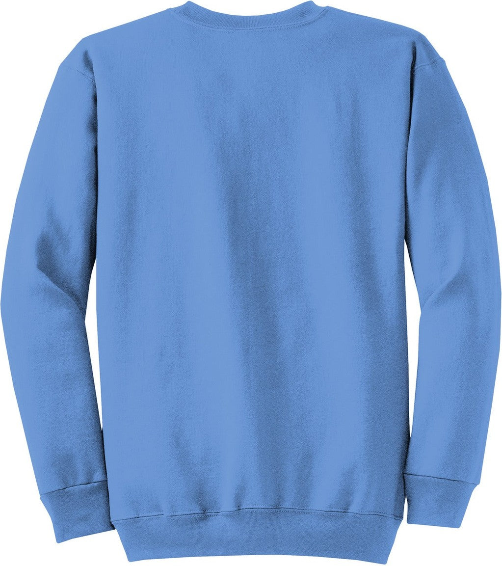 Front View of Carolina Blue Port & Co Core Fleece Crewneck Sweatshirt. PC78