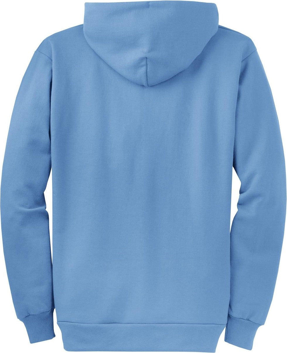 Front View of Carolina Blue Port & Co Core Fleece Full-Zip Hooded Sweatshirt. PC78ZH