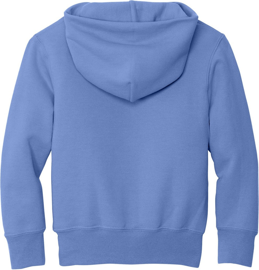 Front View of Carolina Blue Port & Co Youth Core Fleece Pullover Hooded Sweatshirt. PC90YH
