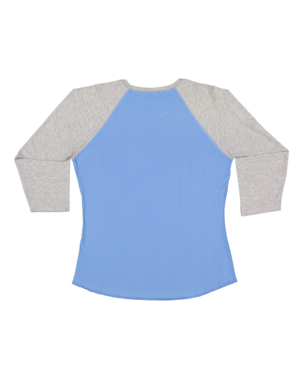 Front View of Carolina Blue/ Vintage Heather Women's Baseball Fine Jersey Three-Quarter Sleeve Tee - 3530