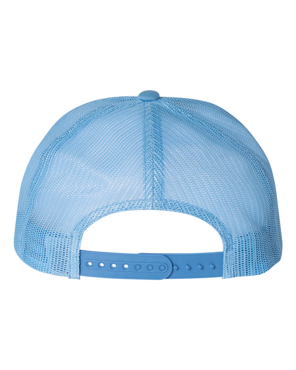 Front View of Carolina Blue/ White/ Caroline Blue Five-Panel Classic Trucker Cap - 6006