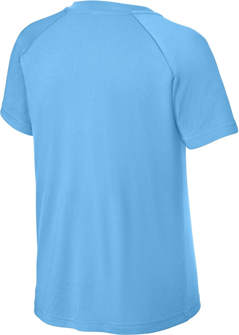 Front View of CarolinaBl Sport-Tek Youth PosiCharge Competitor 2-Button Henley YST359