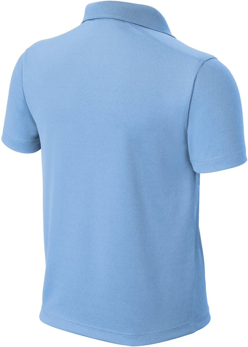 Rear View of CarolinaBl Sport-Tek Youth UV Micropique Polo YST740