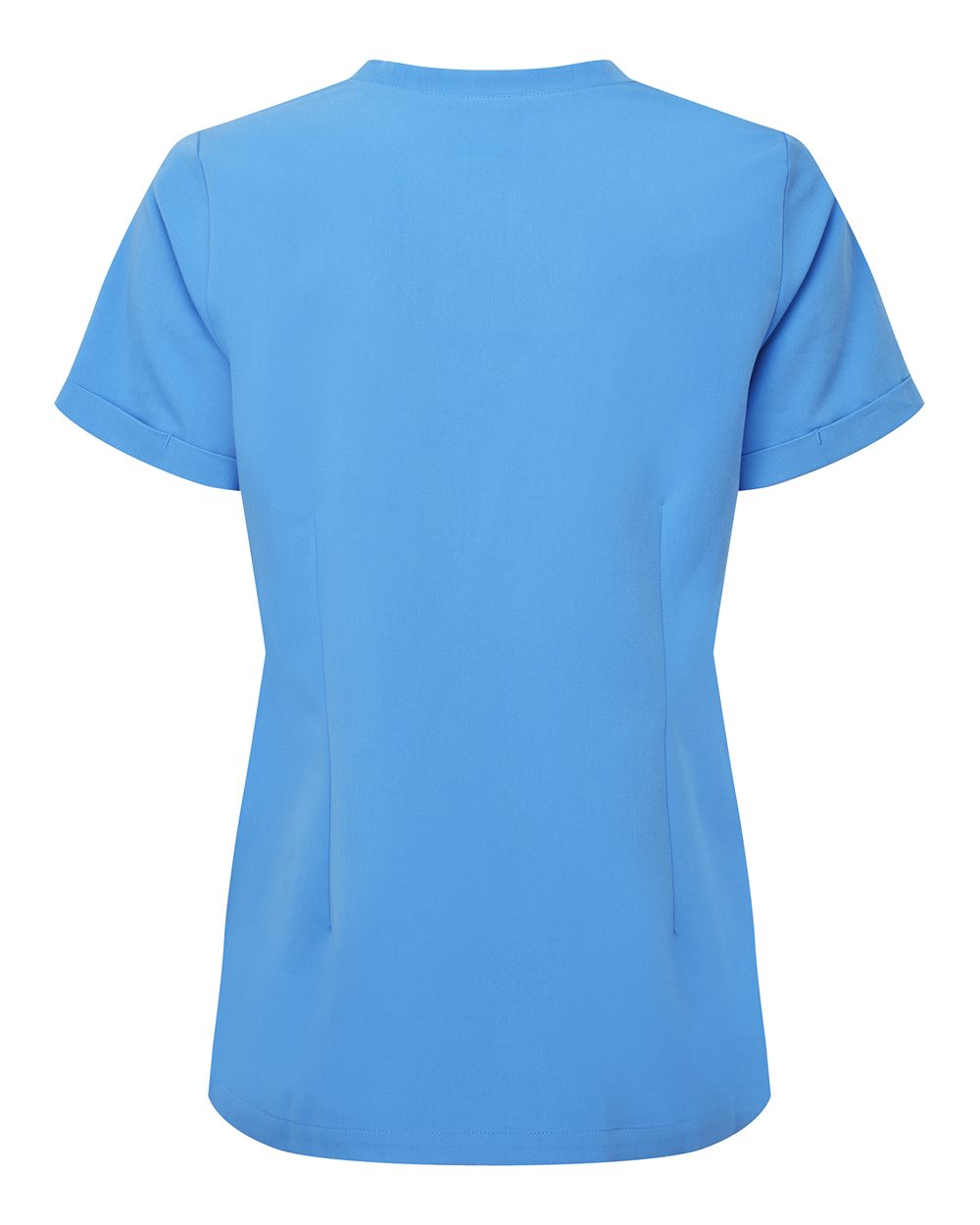 Rear View of Ceil Blue Women's Invincible V-Neck Stretch Scrub Top - NN310