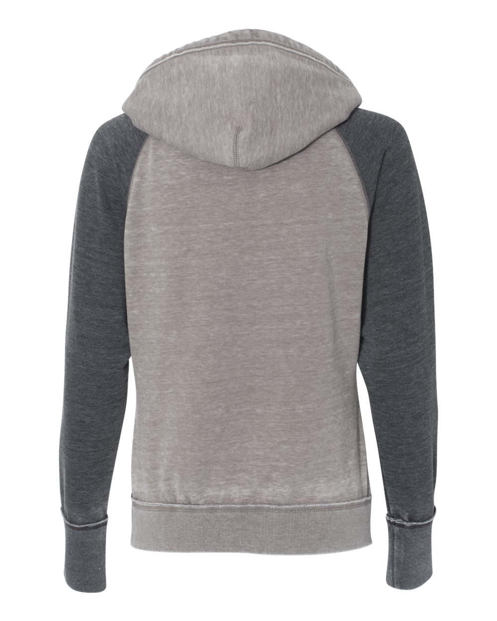 Front View of Cement/ Dark Smoke Women's Zen Fleece Raglan Hooded Sweatshirt - 8926