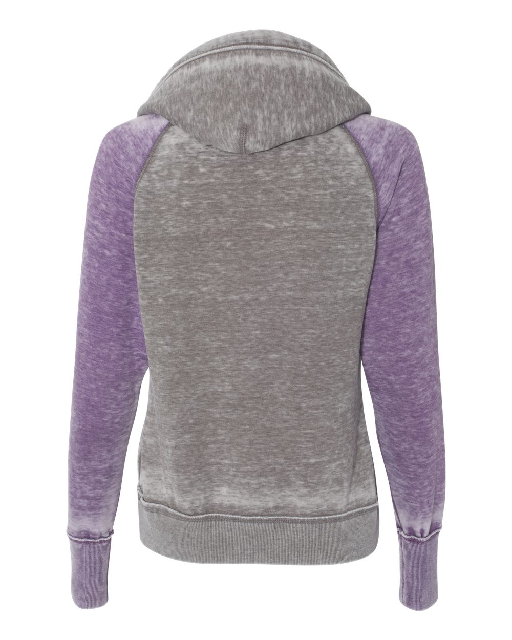 Front View of Cement/ Very Berry Women's Zen Fleece Raglan Hooded Sweatshirt - 8926