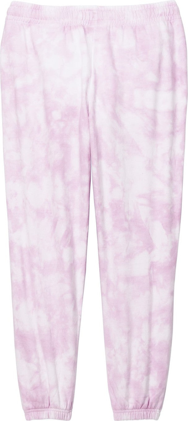 Rear View of CerisePink Port & Co Women's Beach Wash Cloud Tie-Dye Sweatpant LPC140P