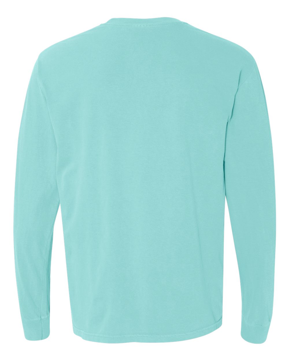 Rear View of Chalky Mint Garment-Dyed Heavyweight Long Sleeve T-Shirt - 6014