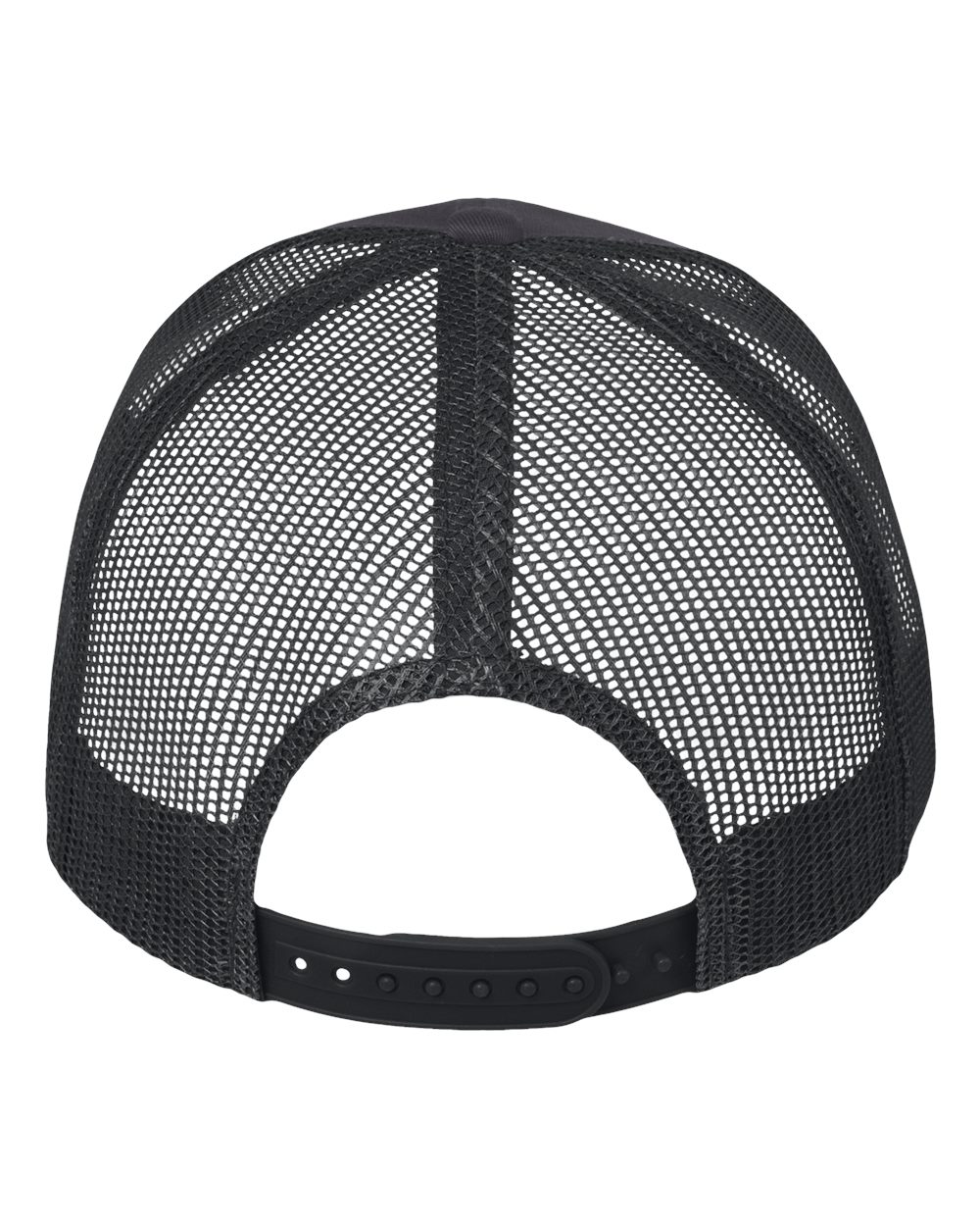 Rear View of Charcoal/ Black Mesh-Back Twill Trucker Cap - VC400