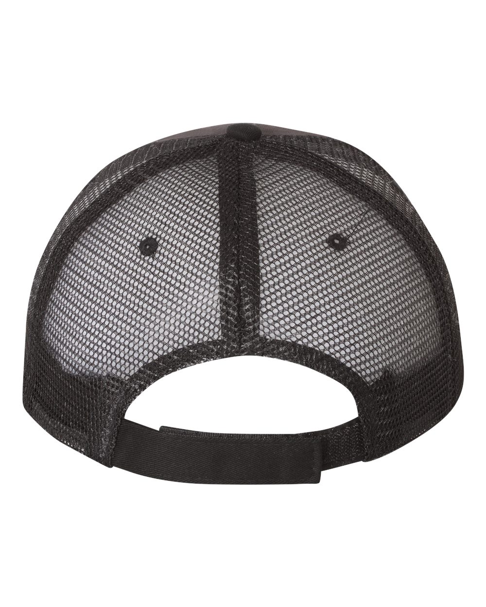 Rear View of Charcoal/ Black Sandwich Trucker Cap - S102