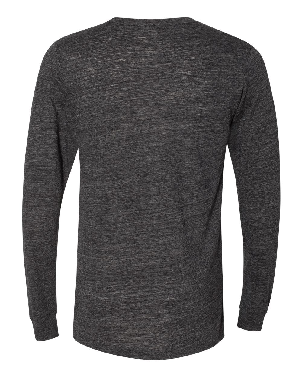 Front View of Charcoal Black Slub Jersey Long Sleeve Tee - 3501