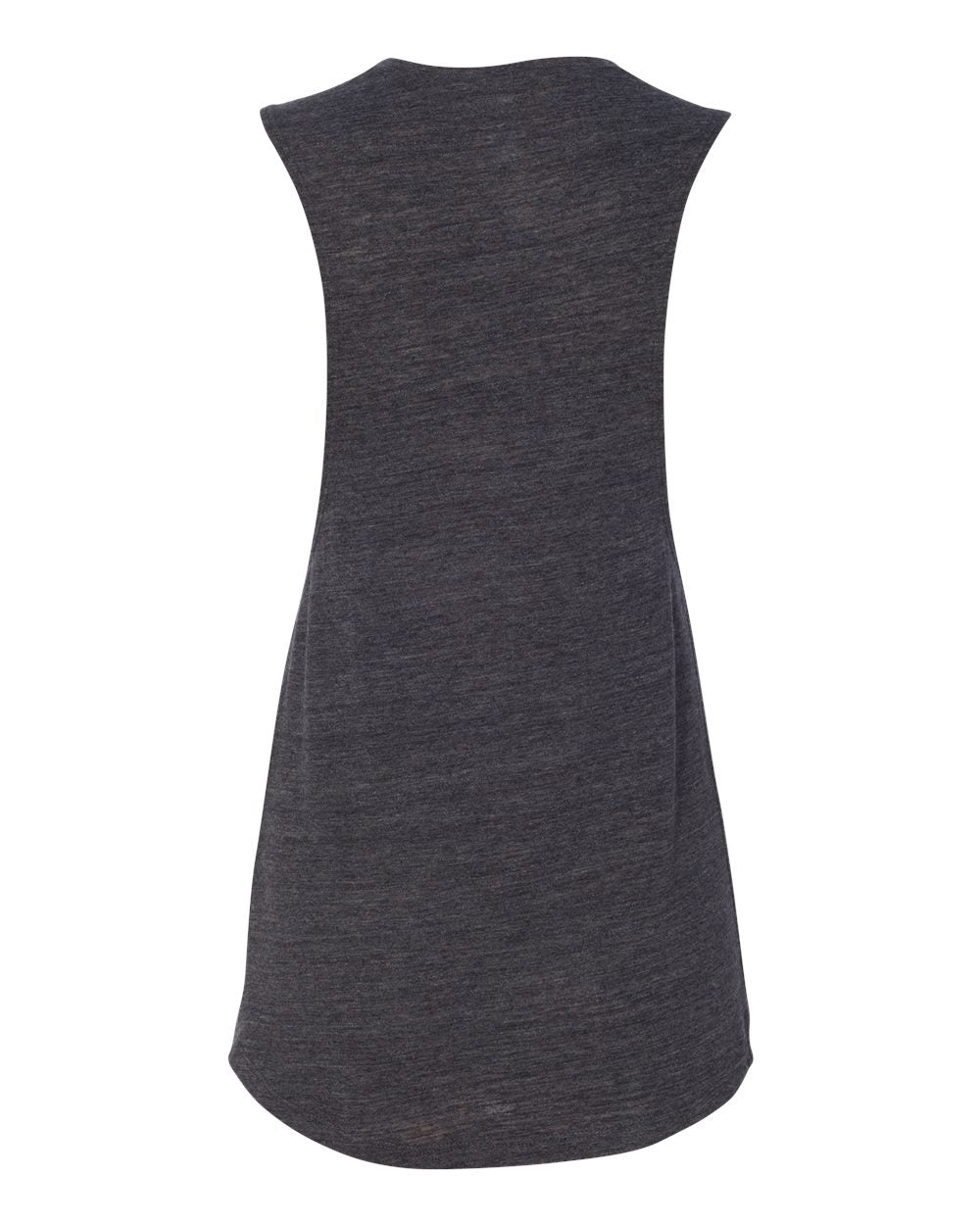 Rear View of Charcoal Black Slub Women&#39;s Flowy Scoop Muscle Tank - 8803