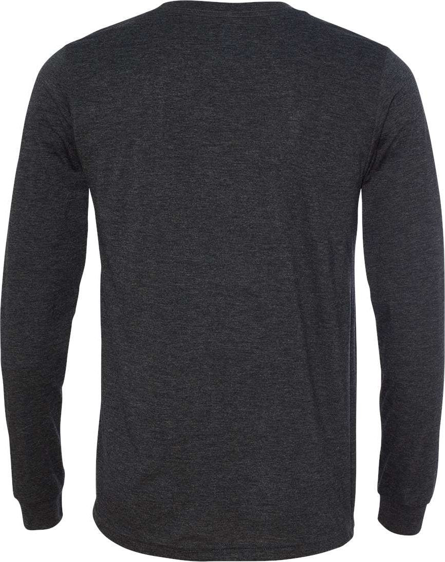 Front View of Charcoal Black Triblend Triblend Long Sleeve Tee - 3513