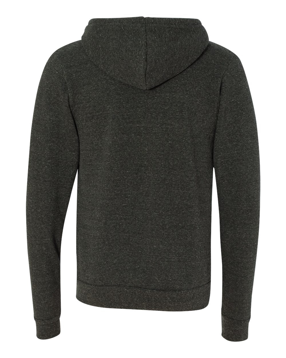 Rear View of Charcoal Black Triblend Triblend Sponge Fleece Full-Zip Hoodie - 3909