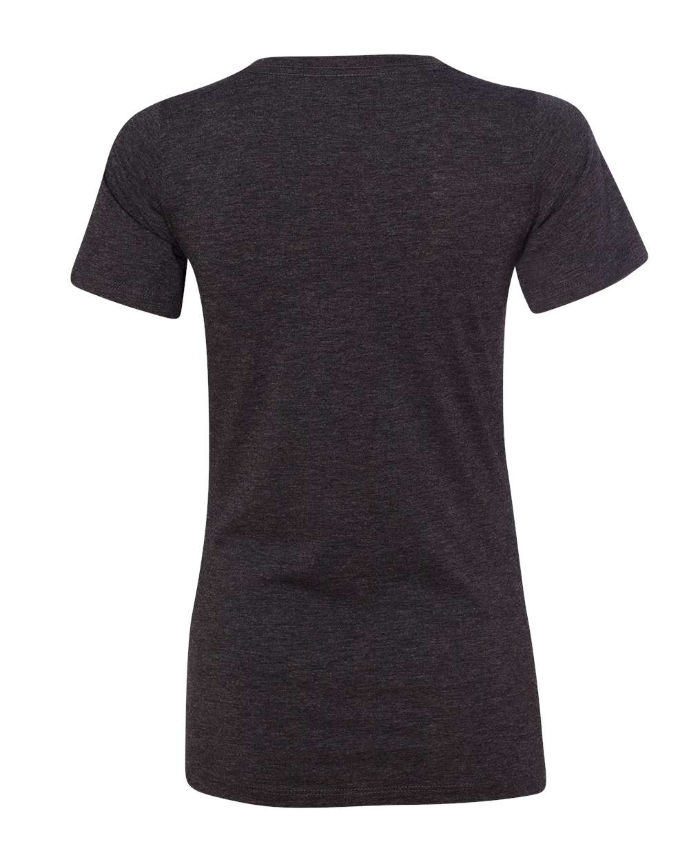 Front View of Charcoal Black Triblend Women's Relaxed Triblend Short Sleeve V-Neck Tee - 6415