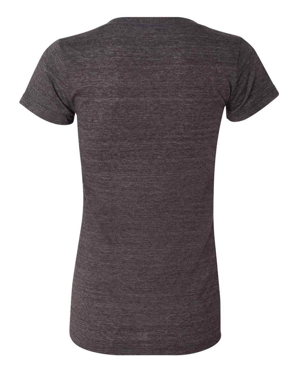 Rear View of Charcoal Black Triblend Women’s Triblend Deep V-Neck Tee - 8435