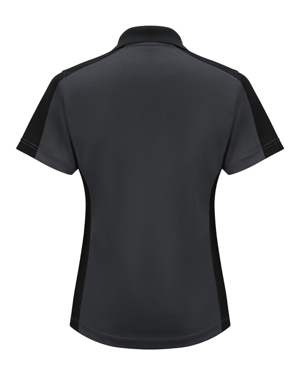 Front View of Charcoal/ Black Women's Short Sleeve Performance Knit Two-Tone Polo - SK53