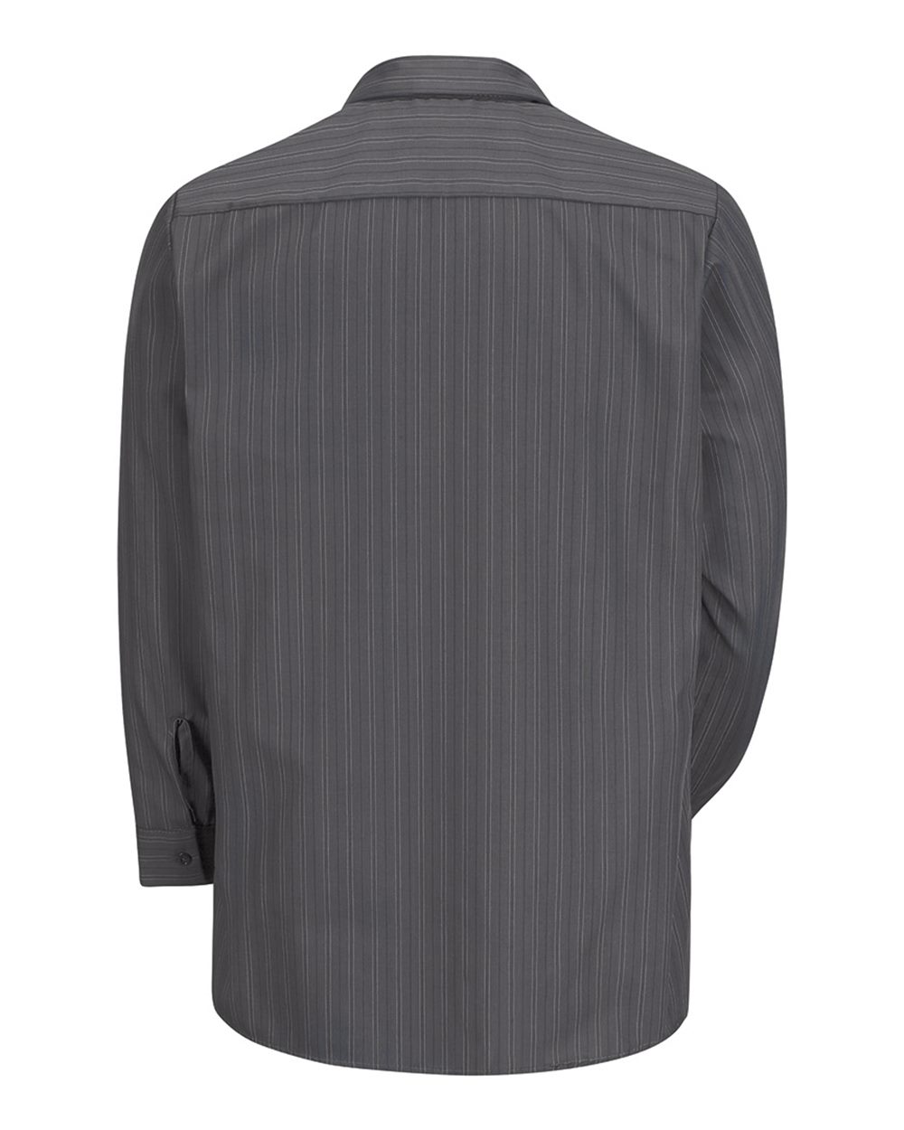 Front View of Charcoal/ Blue/ White Stripe Premium Long Sleeve Work Shirt - SP10