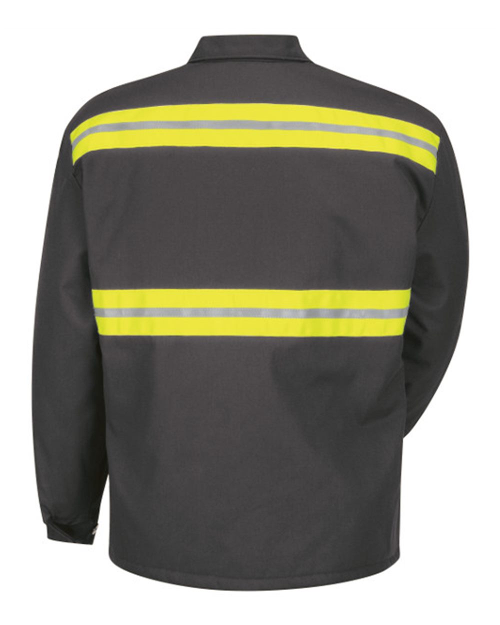 Rear View of Charcoal Enhanced Visibility Perma-Lined Panel Jacket - Tall Sizes - JT50ENT