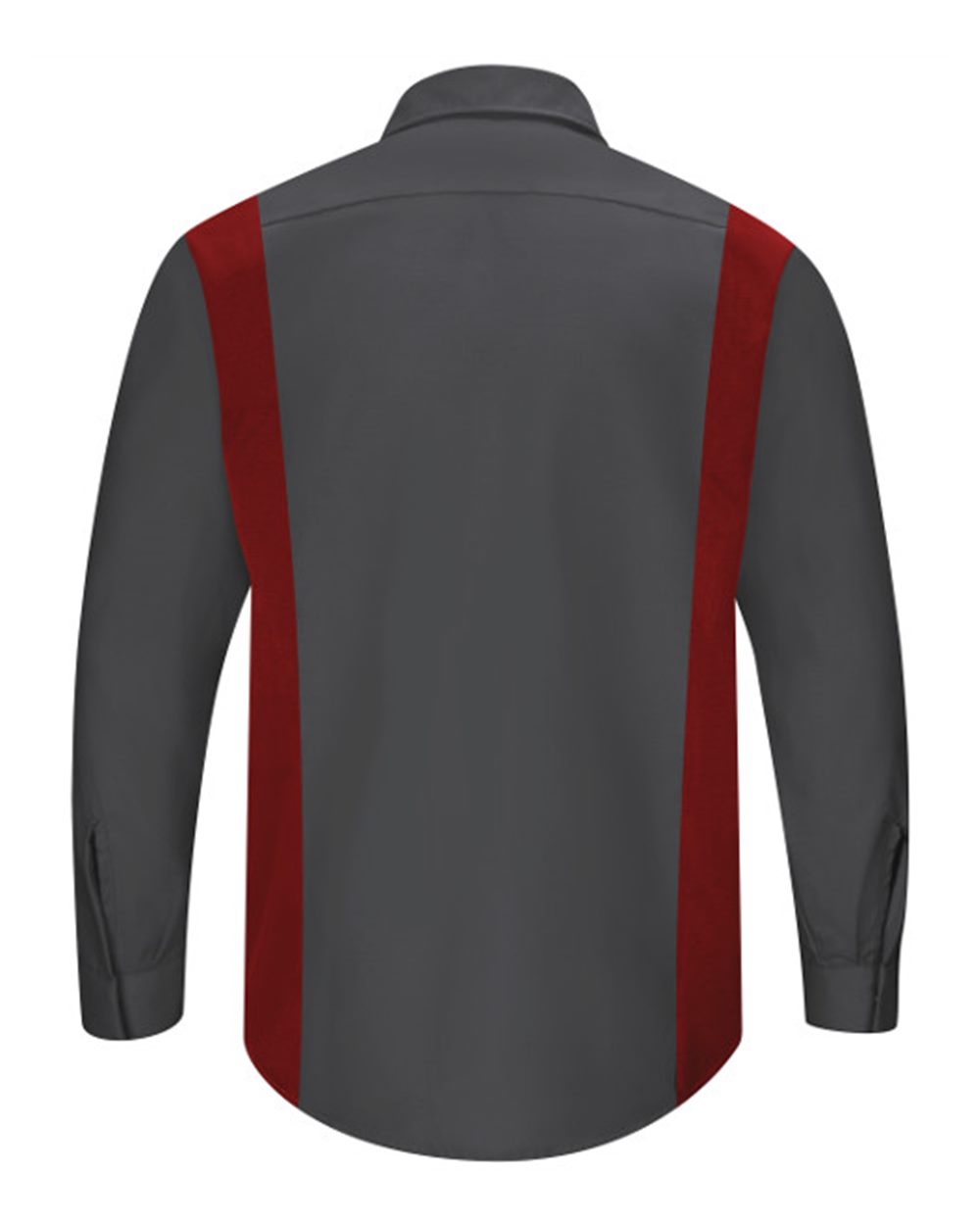 Rear View of Charcoal/ Fireball Red Performance Plus Long Sleeve Shirt with OilBlok Technology - Tall Sizes - SY32T