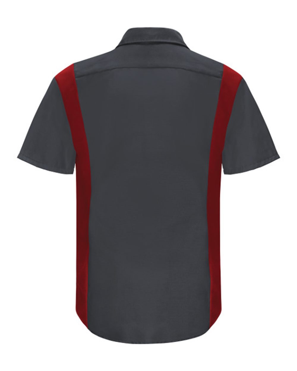 Front View of Charcoal/ Fireball Red Performance Plus Short Sleeve Shirt with Oilblok Technology - SY42