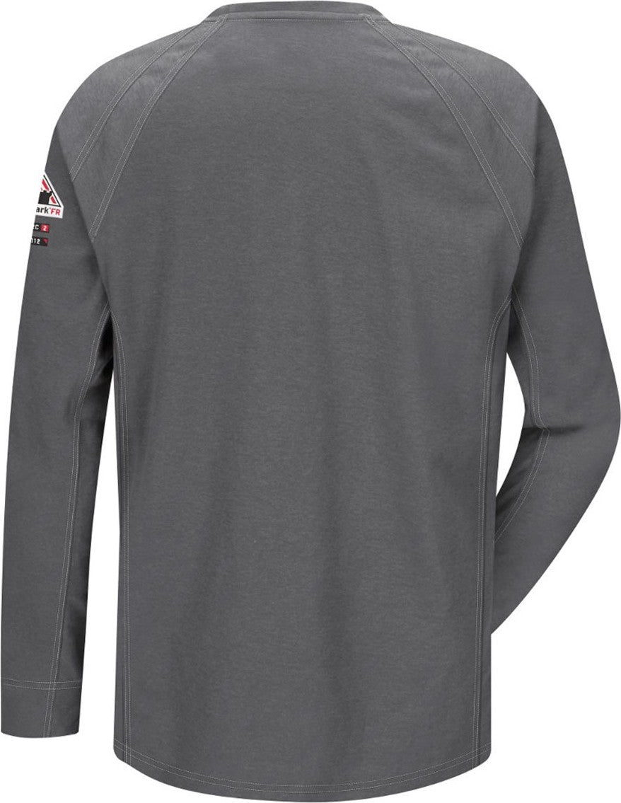 Front View of Charcoal Flame Resistant Long Sleeve Shirt - Tall Sizes - QT32T