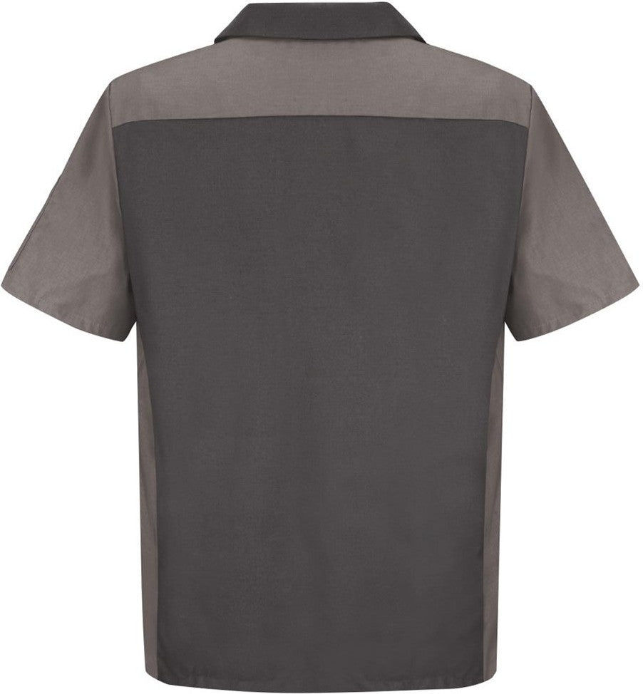Front View of Charcoal/ Grey Short Sleeve Automotive Crew Shirt - SY20