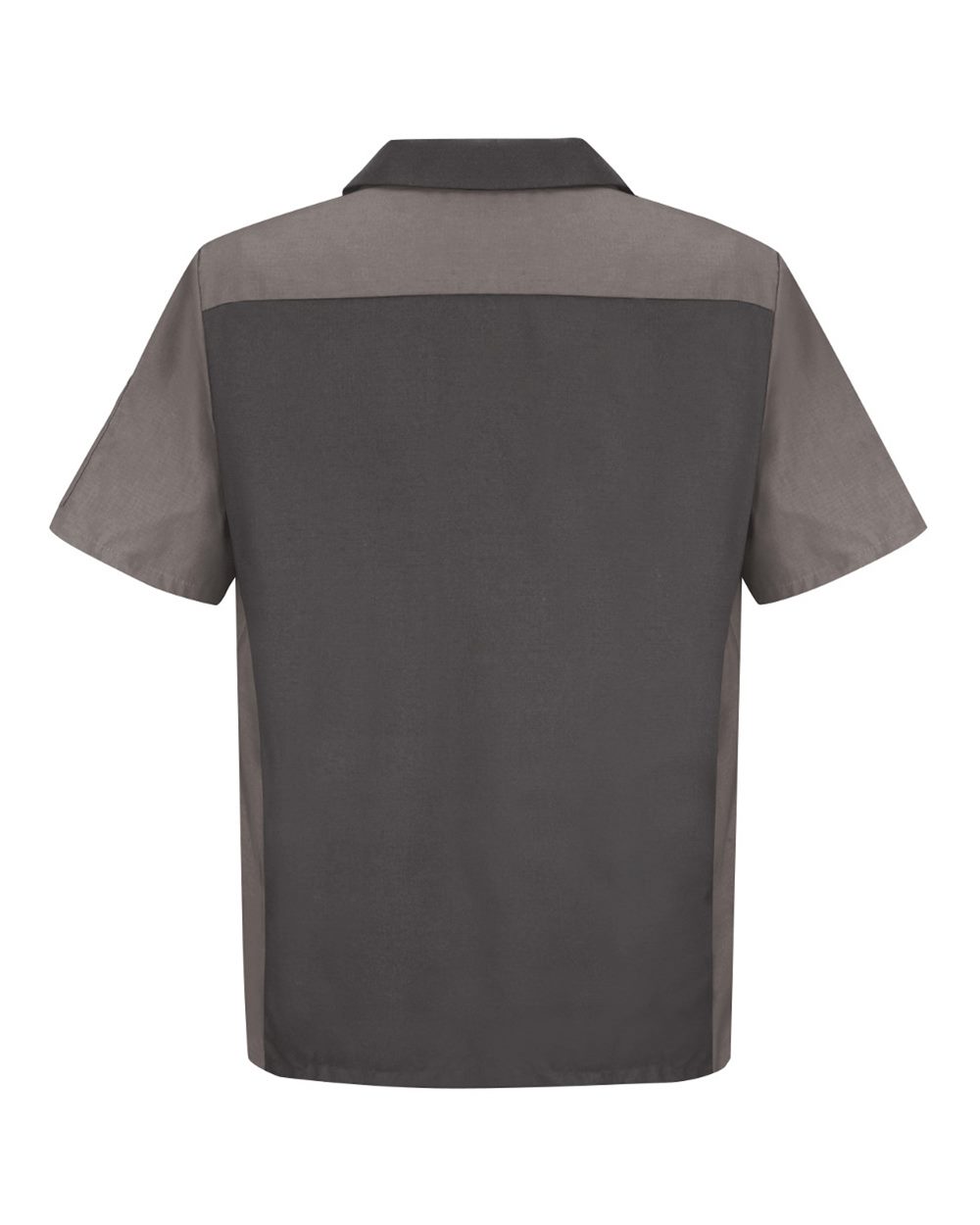Rear View of Charcoal/ Grey Short Sleeve Automotive Crew Shirt - Tall Sizes - SY20T