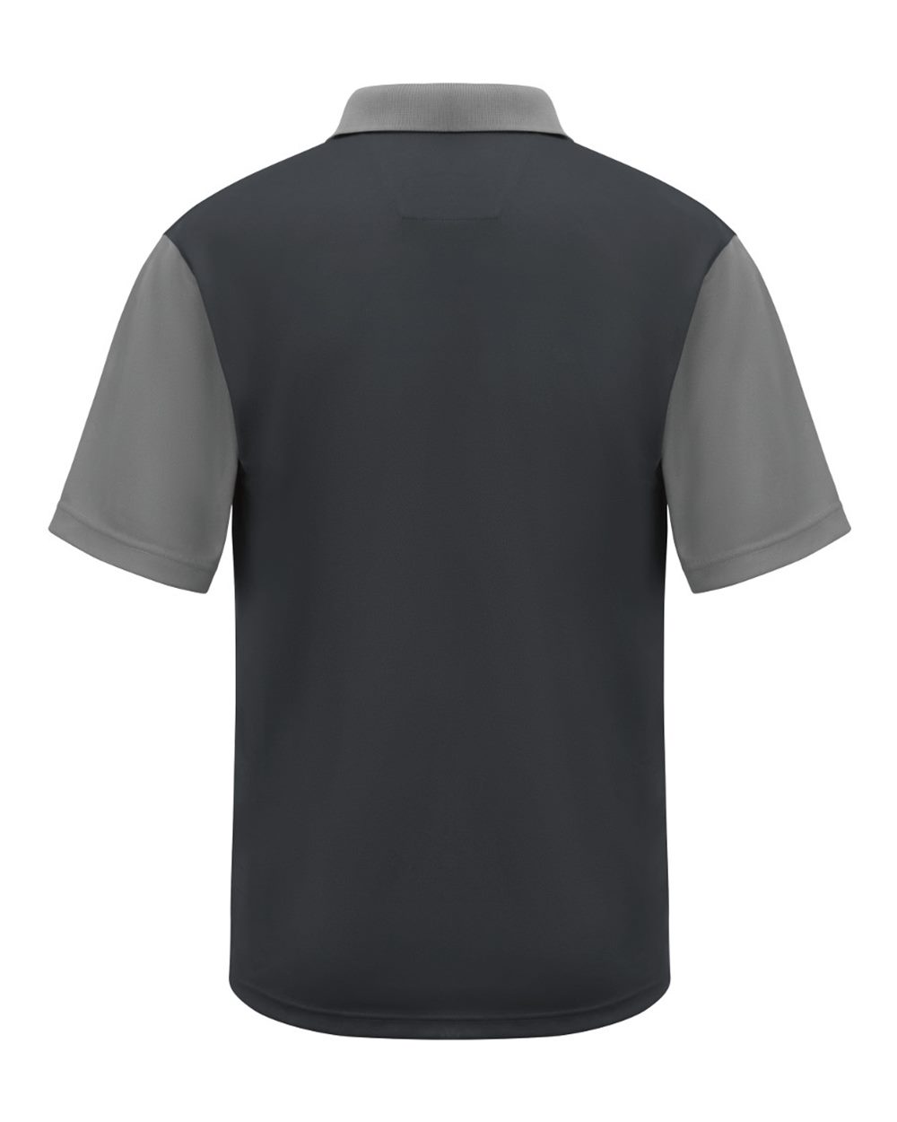 Front View of Charcoal/ Grey Short Sleeve Performance Knit Color-Block Polo - SK56