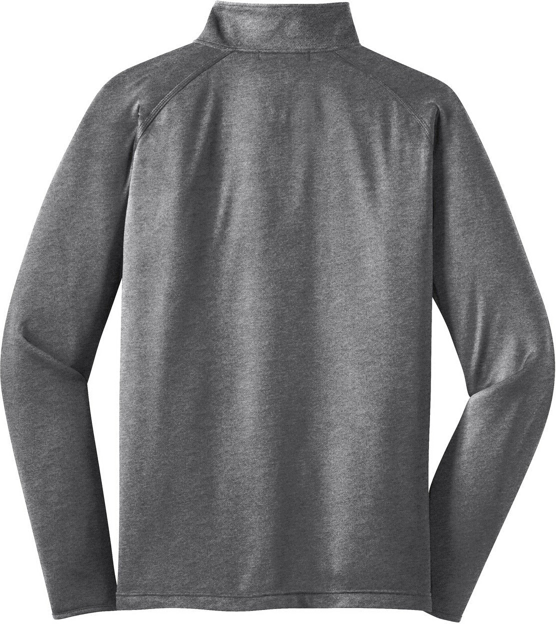 Rear View of Charcoal Gy He Sport-Tek Sport-Wick Stretch 1/4-Zip Pullover. ST850