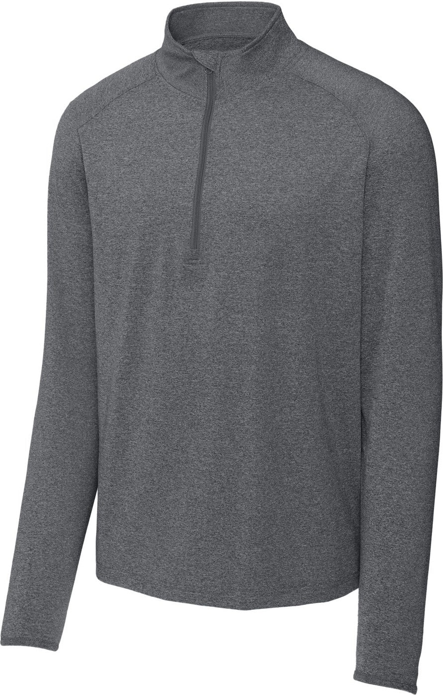 Rear View of Charcoal Gy He Sport-Tek Sport-Wick Stretch 1/4-Zip Pullover. ST850