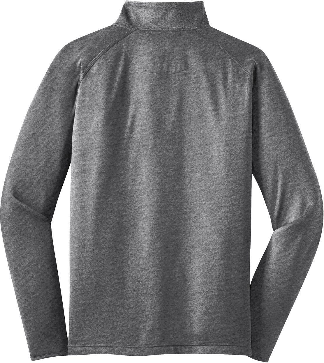 Front View of Charcoal Gy He Sport-Tek Tall Sport-Wick Stretch 1/4-Zip Pullover. TST850