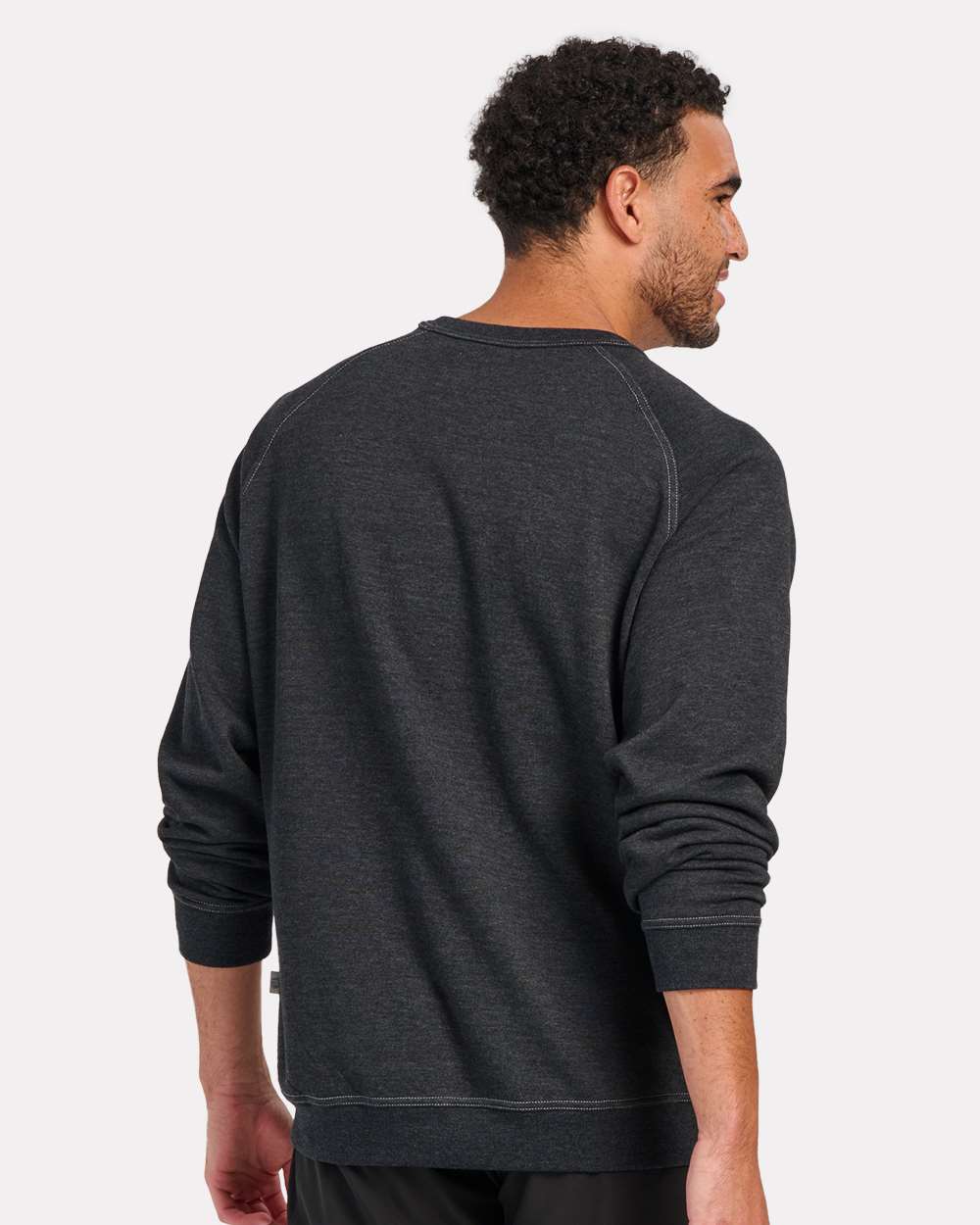 Front View of Charcoal Heather French Terry Crew Pullover - BM5104